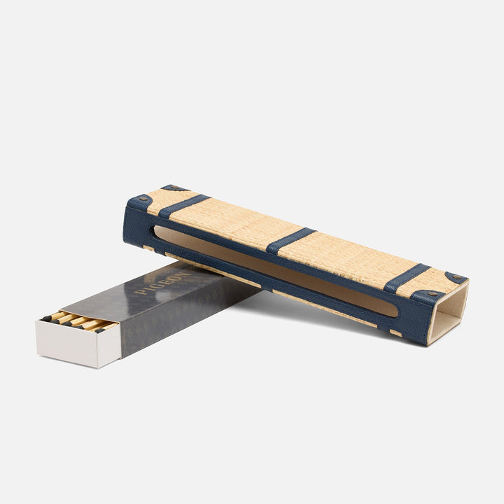 Hanford, Natural/Navy, Match Box And Sleeve, Xlong, Raffia/Leather