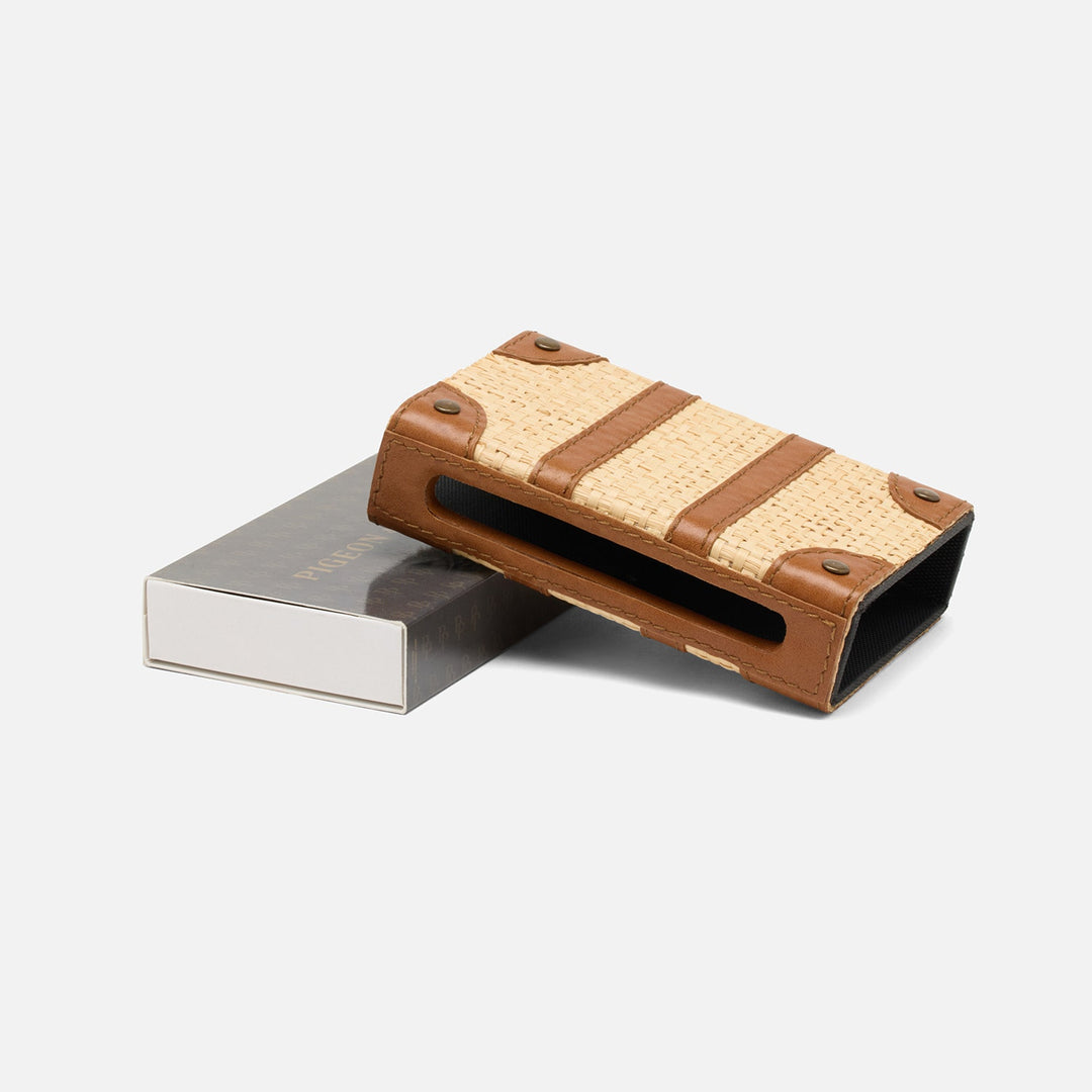 Hanford, Natural/Saddle, Match Box And Sleeve, Standard, Raffia/Leather