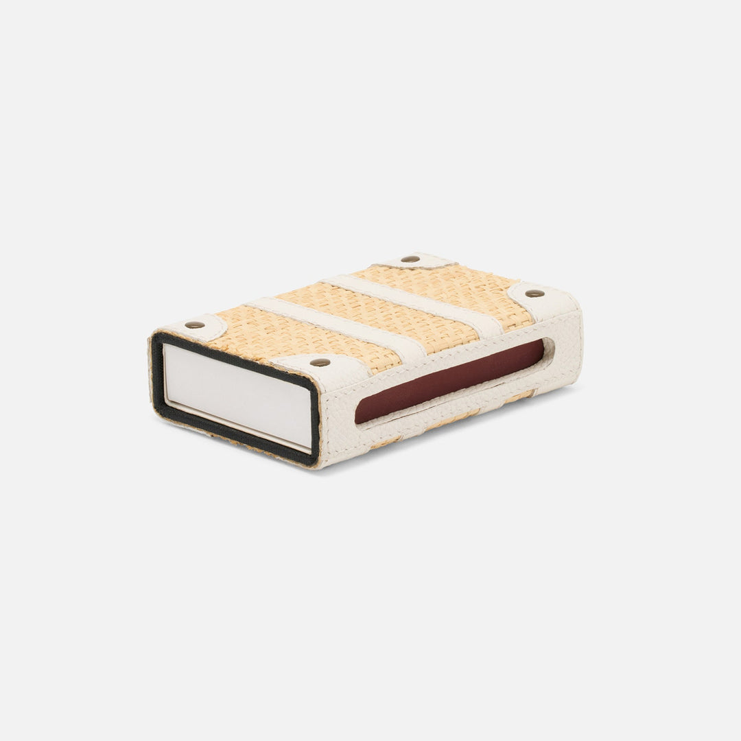 Hanford, Natural/White, Match Box And Sleeve, Standard, Raffia/Leather