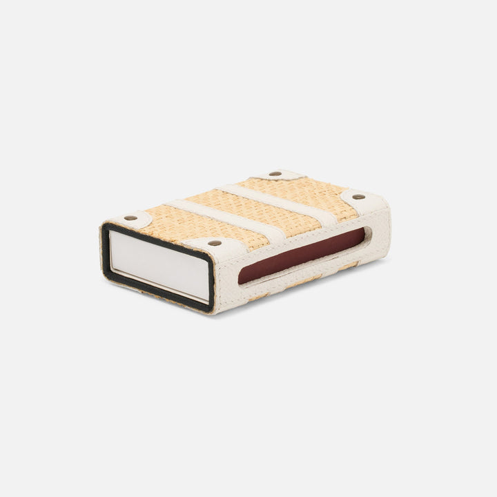 Hanford, Natural/White, Match Box And Sleeve, Standard, Raffia/Leather