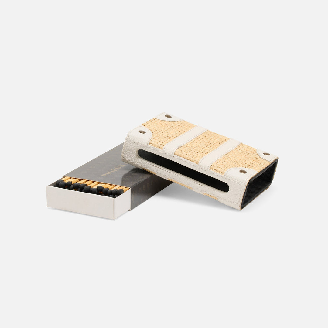 Hanford, Natural/White, Match Box And Sleeve, Standard, Raffia/Leather