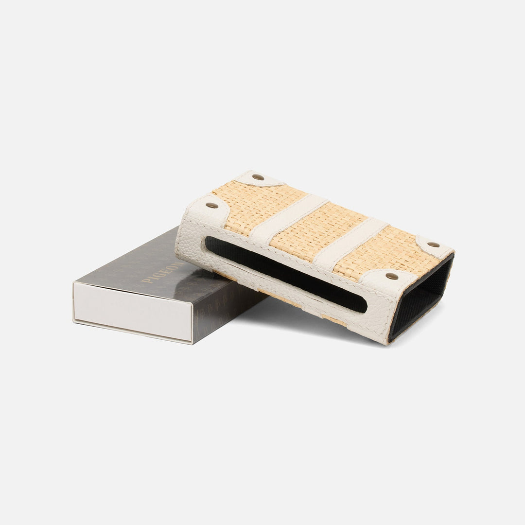 Hanford, Natural/White, Match Box And Sleeve, Standard, Raffia/Leather