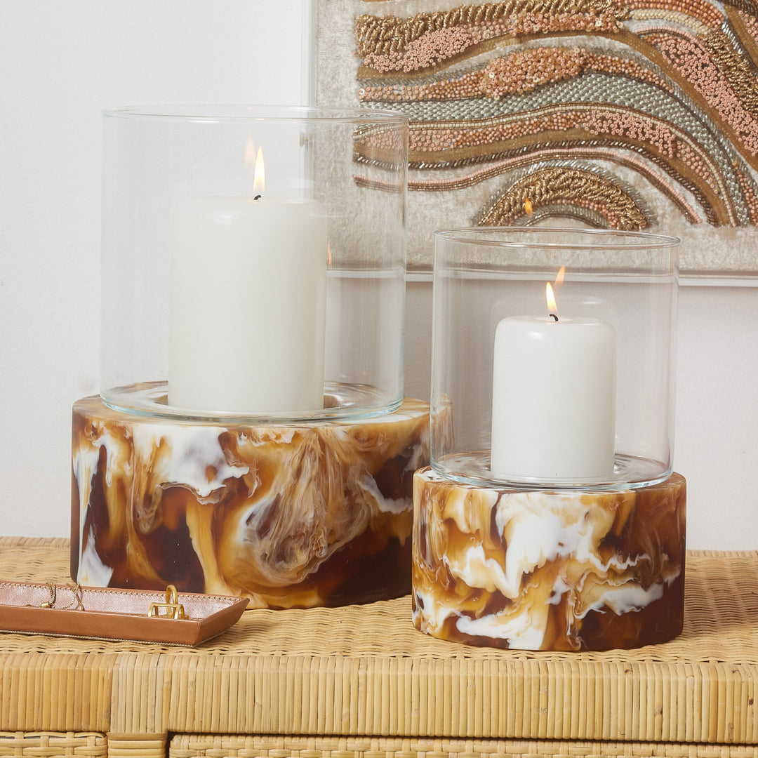 Milo, Amber Swirled, Hurricane, Large, Resin, Pack/2