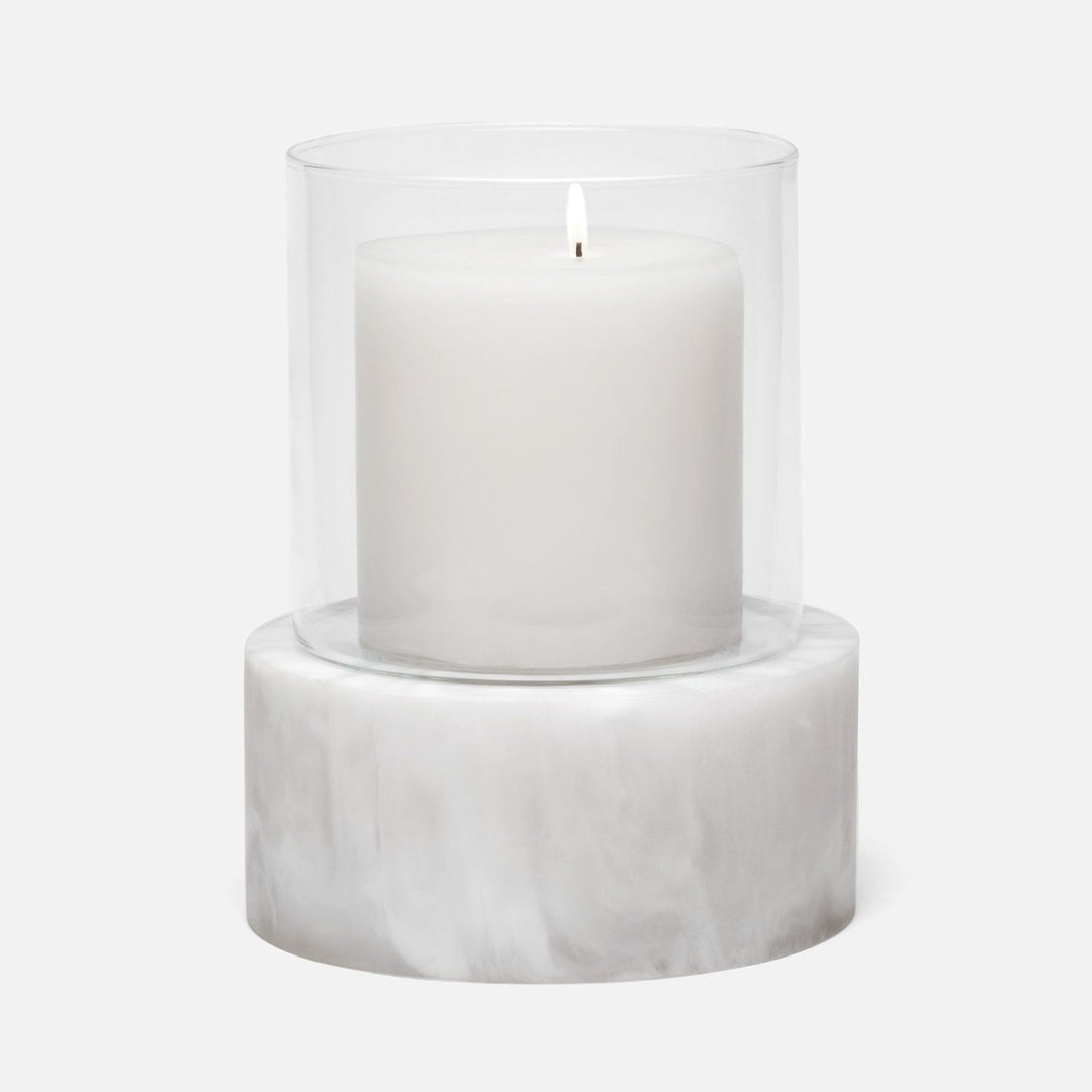 Milo, White Swirled, Hurricane, Large, Resin, M/2