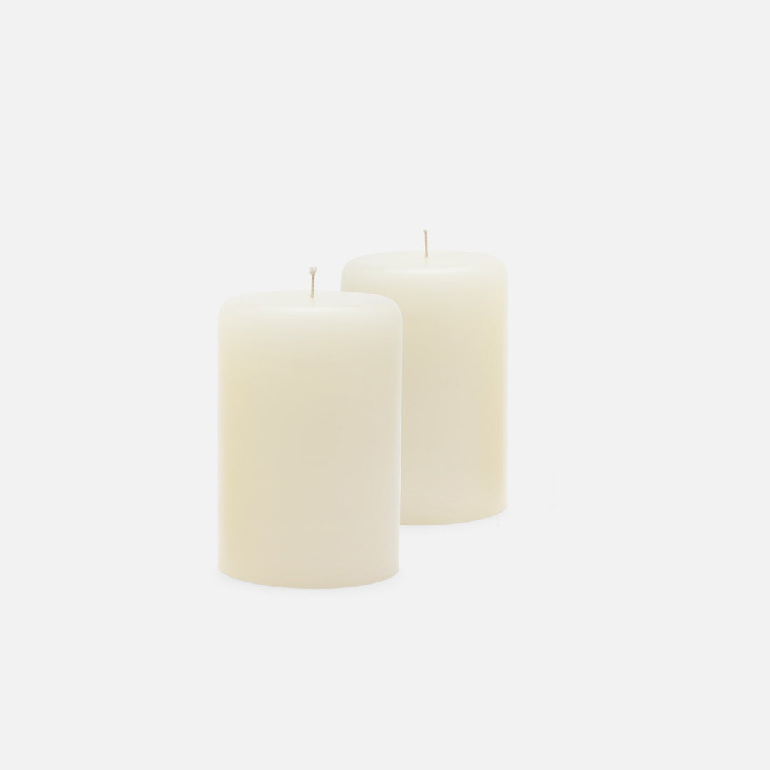 4"Dx6"H Pillar Candles, Ivory, Boxed Set Of 2