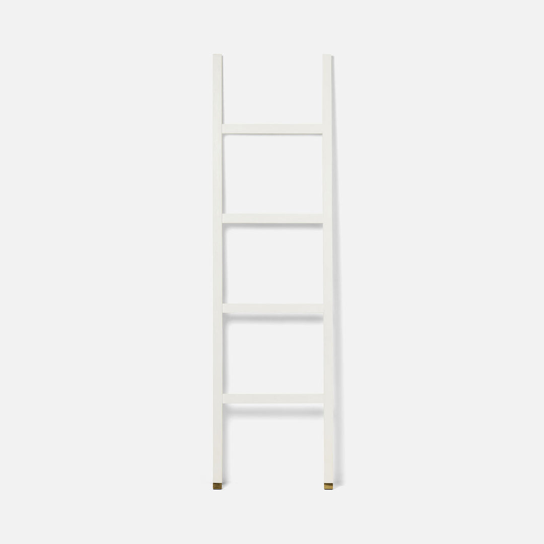 Ramsey, Bright White, Towel Rack, Leaning, 22"X80", Realistic Faux Shagreen