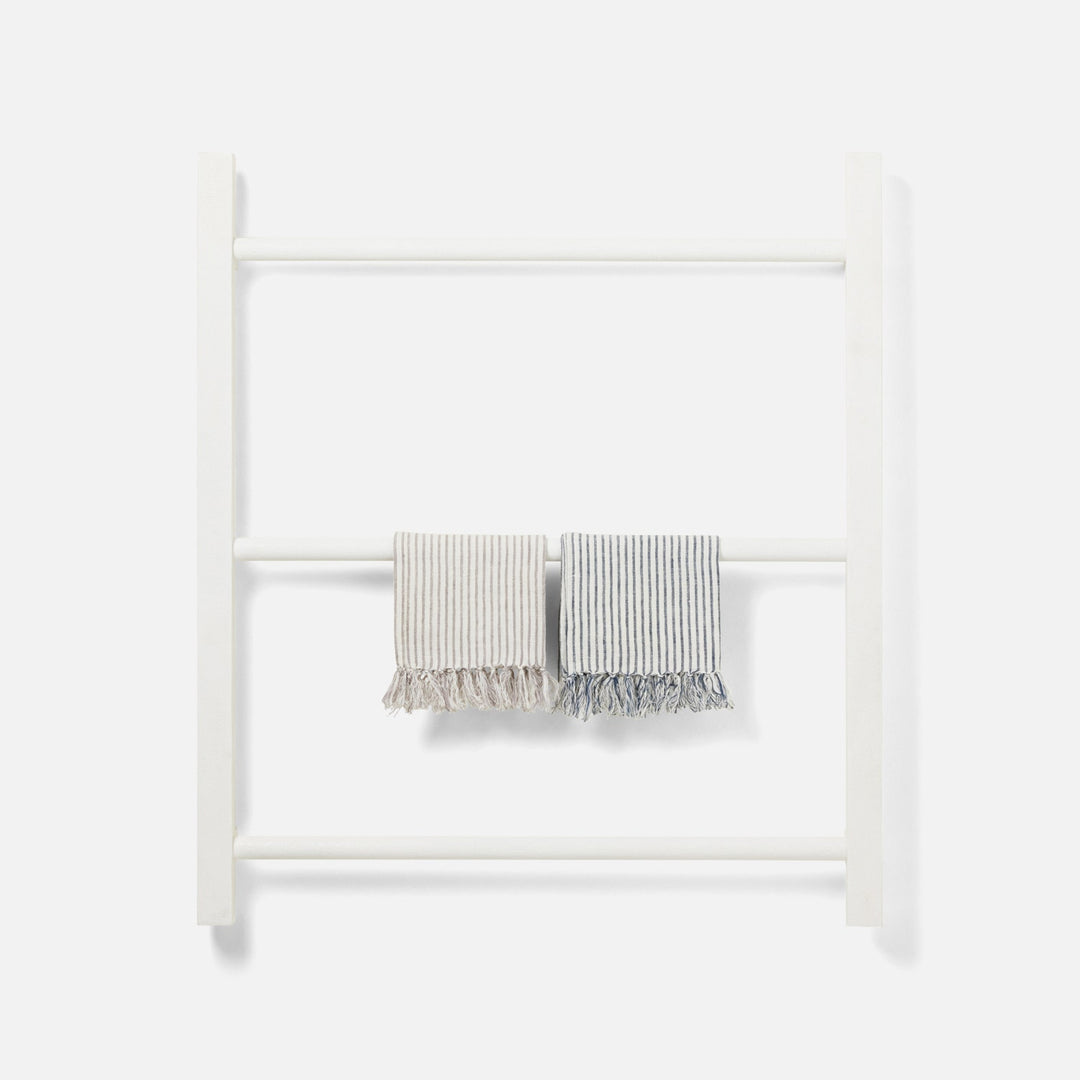 Ramsey, Bright White, Towel Rack, Wall Hanging, 32"X36", Realistic Faux Shagreen