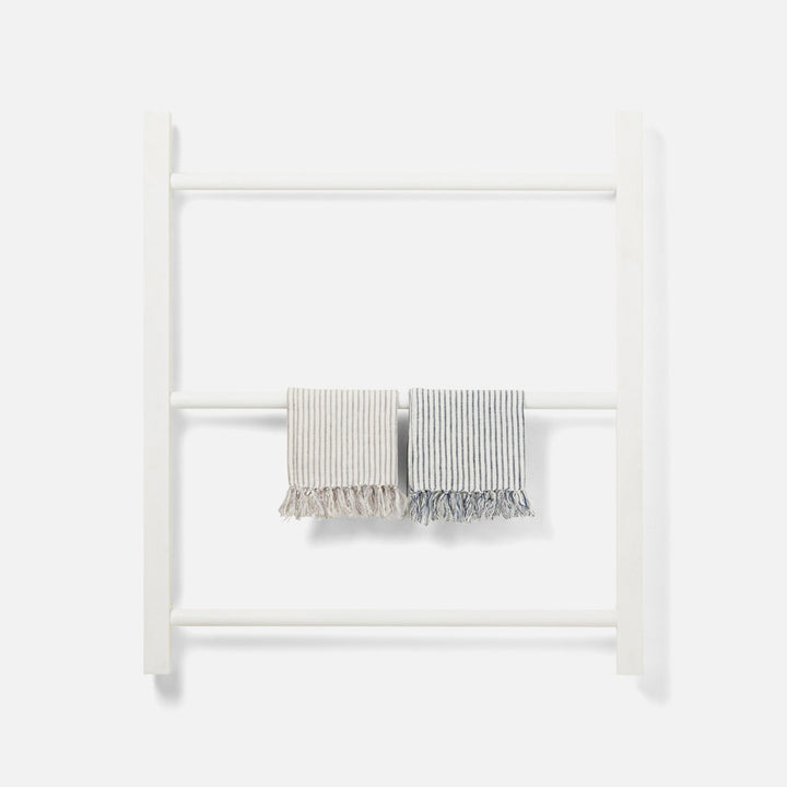 Ramsey, Bright White, Towel Rack, Wall Hanging, 32"X36", Realistic Faux Shagreen