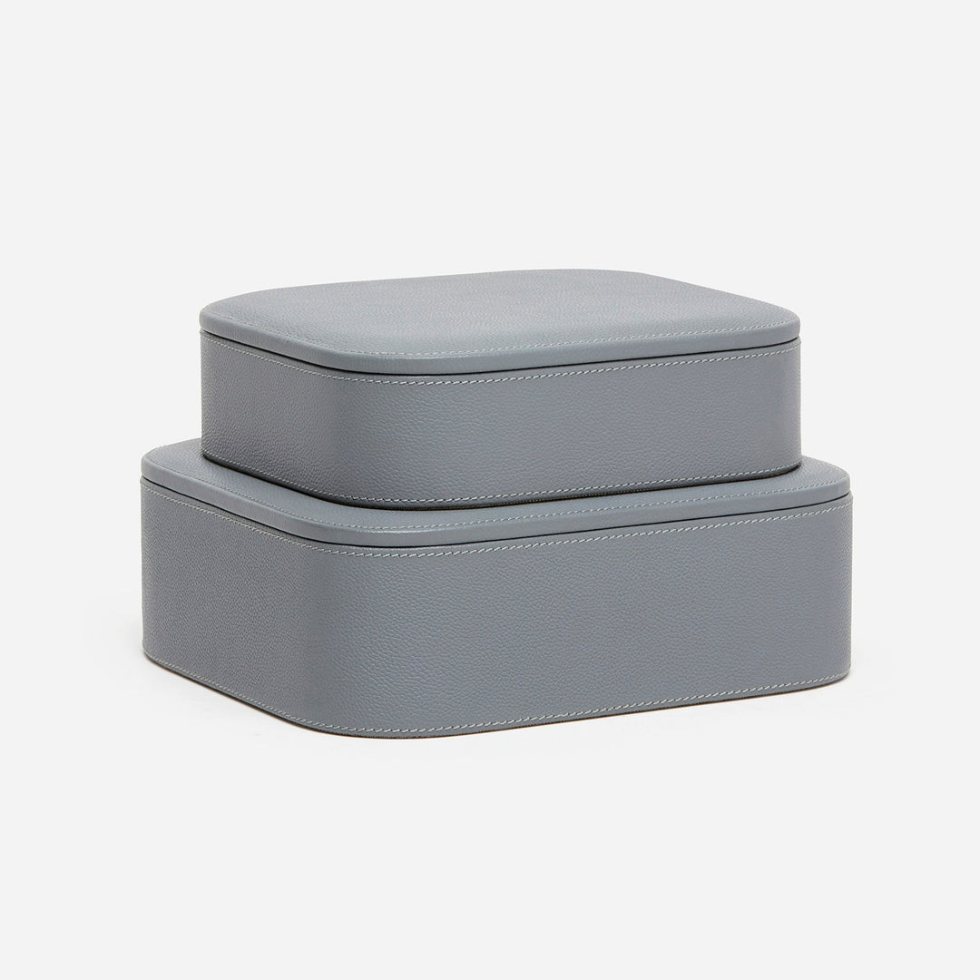 Dozza, Dark Gray, Accent Boxes, Full-Grain Leather, S/2