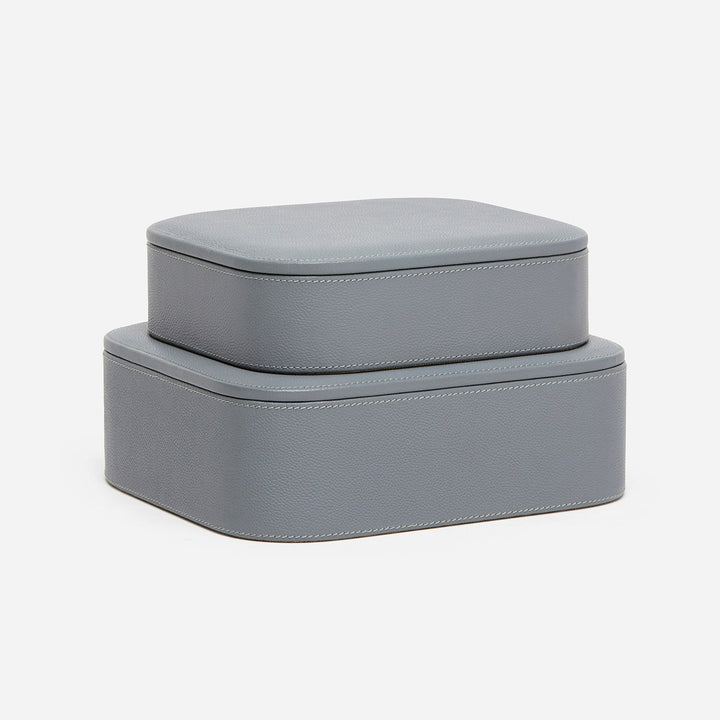 Dozza, Dark Gray, Accent Boxes, Full-Grain Leather, S/2