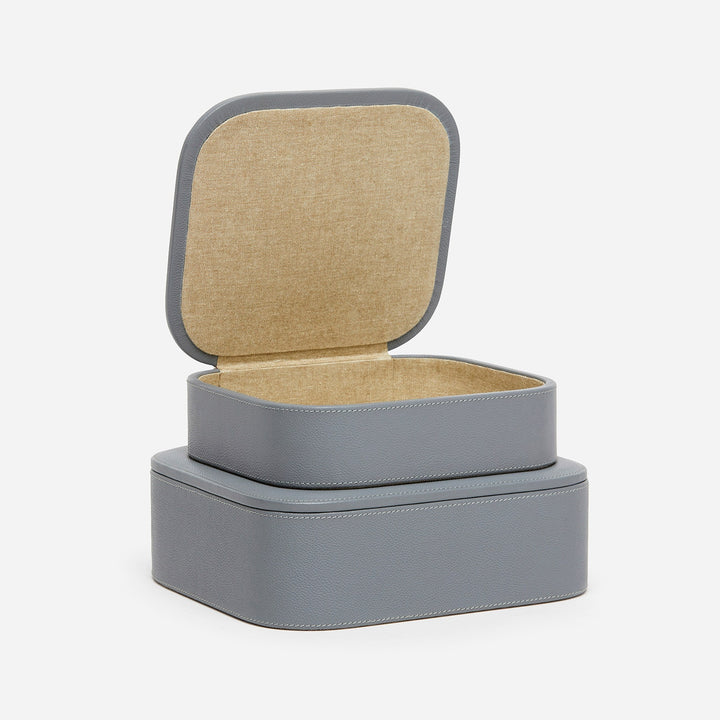 Dozza, Dark Gray, Accent Boxes, Full-Grain Leather, S/2
