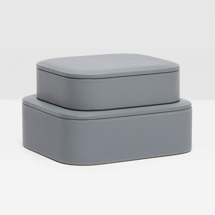 Dozza, Dark Gray, Accent Boxes, Full-Grain Leather, S/2