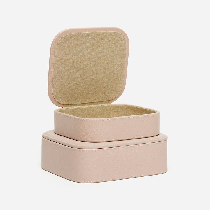 Dozza, Dusty Rose, Accent Boxes, Full-Grain Leather, S/2