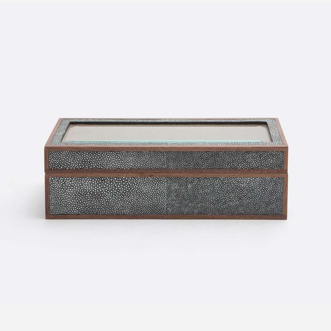 Elmbridge, Cool Gray, 5-Watch Box, Realistic Faux Shagreen/Glass