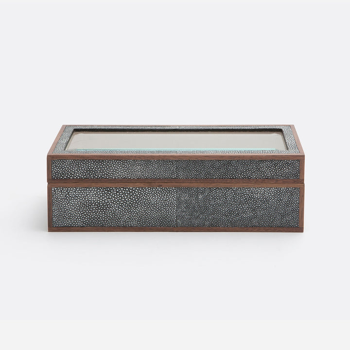 Elmbridge, Cool Gray, 5-Watch Box, Realistic Faux Shagreen/Glass