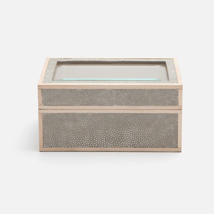 Elmbridge, Sand, 3-Watch Box, Realistic Faux Shagreen/Glass
