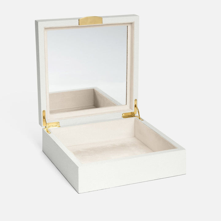 Lucerne, Snow, Jewelry Box, Square, Realistic Faux Shagreen