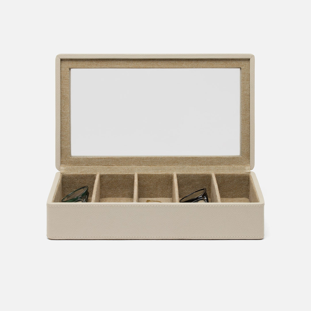 Vercelli, Light Gray, Eyewear Organizer Case, Full-Grain Leather