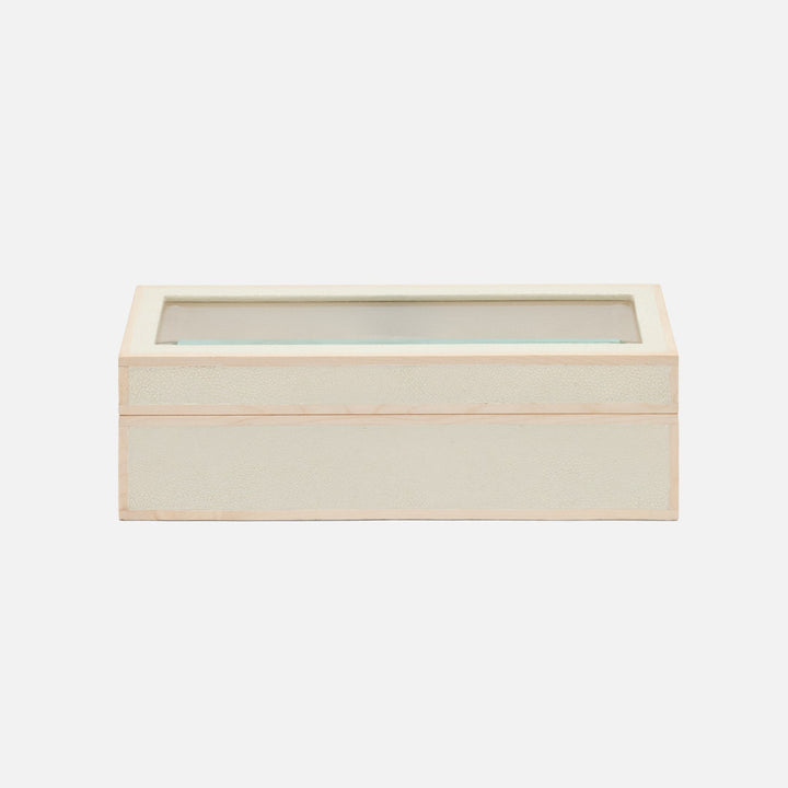 Elmbridge, Blanc Br/Sycamore, 5-Watch Box, Realistic Faux Shagreen/Glass