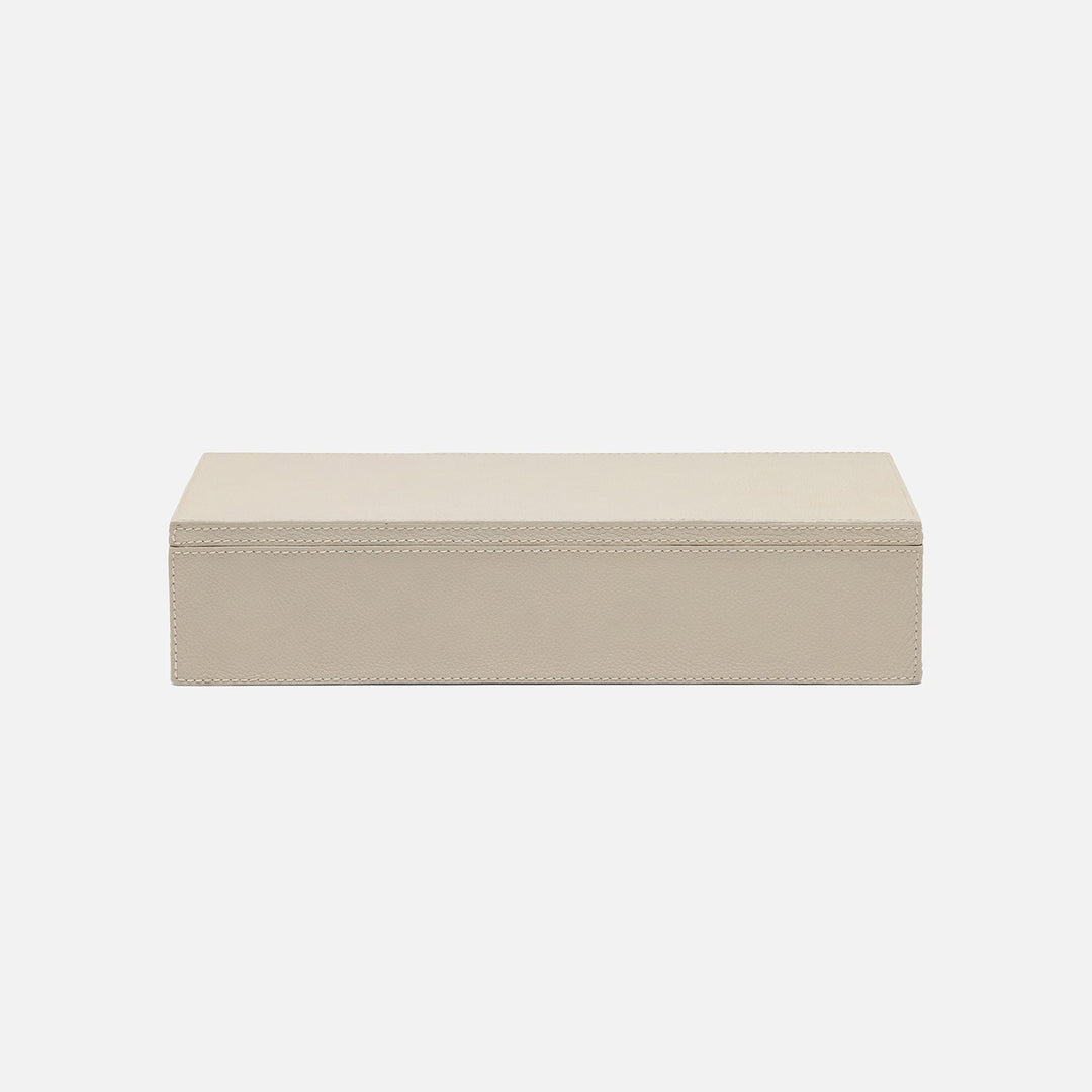 Selby, Light Gray, Accent Box, Large, Full-Grain Leather, Pack/2