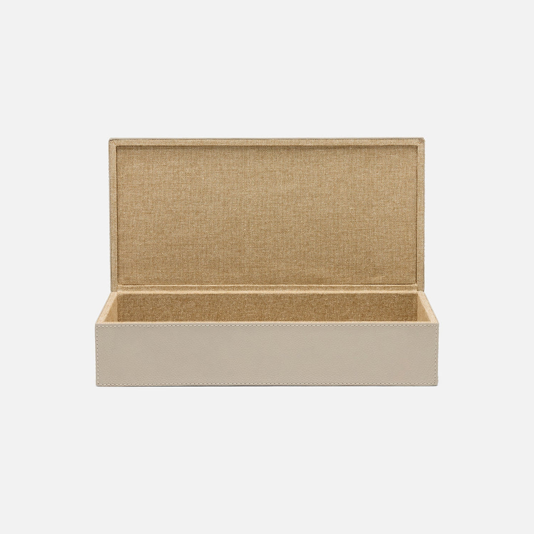 Selby, Light Gray, Accent Box, Large, Full-Grain Leather, Pack/2