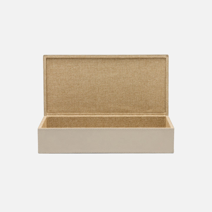 Selby, Light Gray, Accent Box, Large, Full-Grain Leather, Pack/2