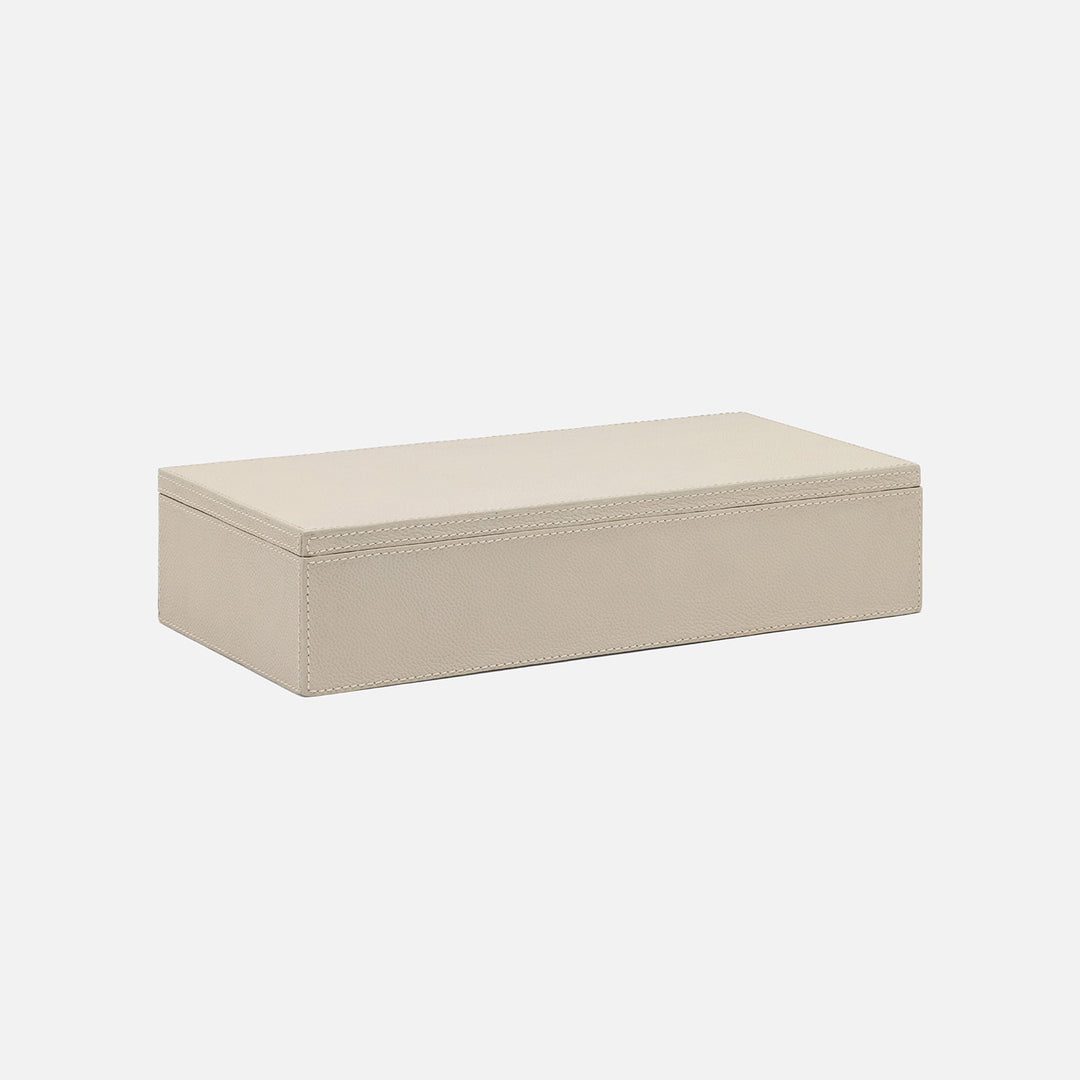 Selby, Light Gray, Accent Box, Large, Full-Grain Leather, Pack/2