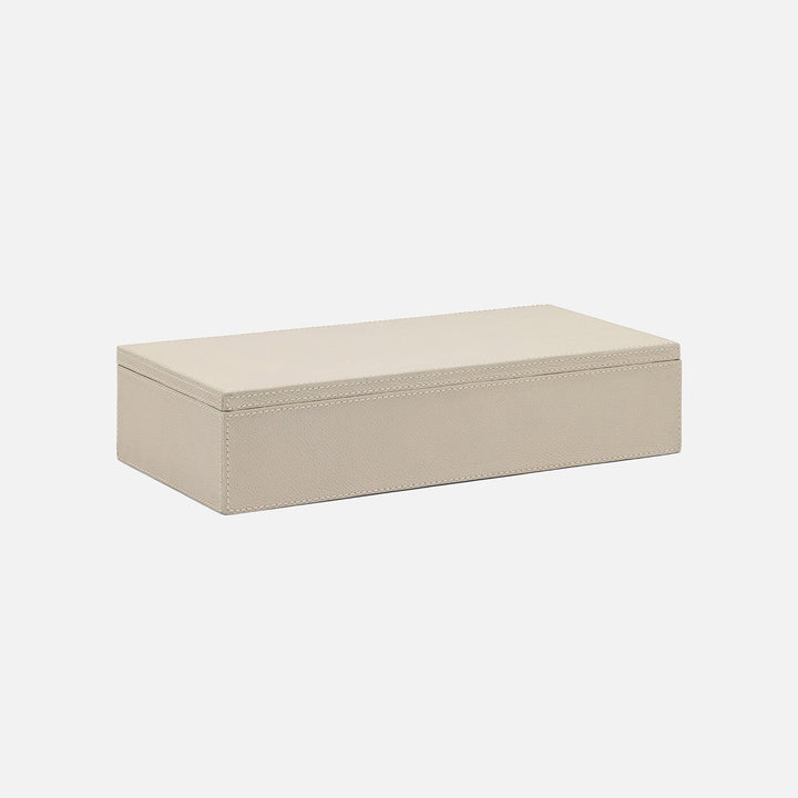 Selby, Light Gray, Accent Box, Large, Full-Grain Leather, Pack/2