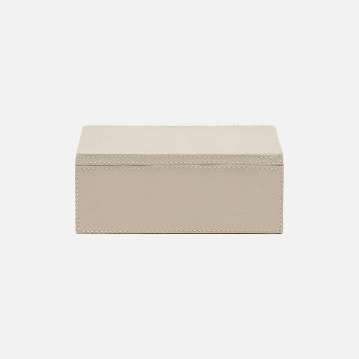 Selby, Light Gray, Accent Box, Medium, Full-Grain Leather, Pack/2