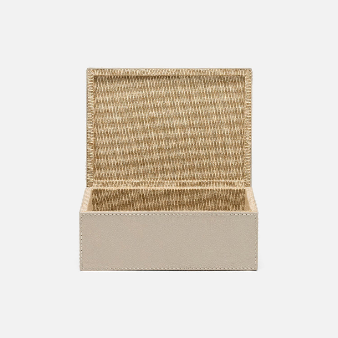 Selby, Light Gray, Accent Box, Medium, Full-Grain Leather, Pack/2