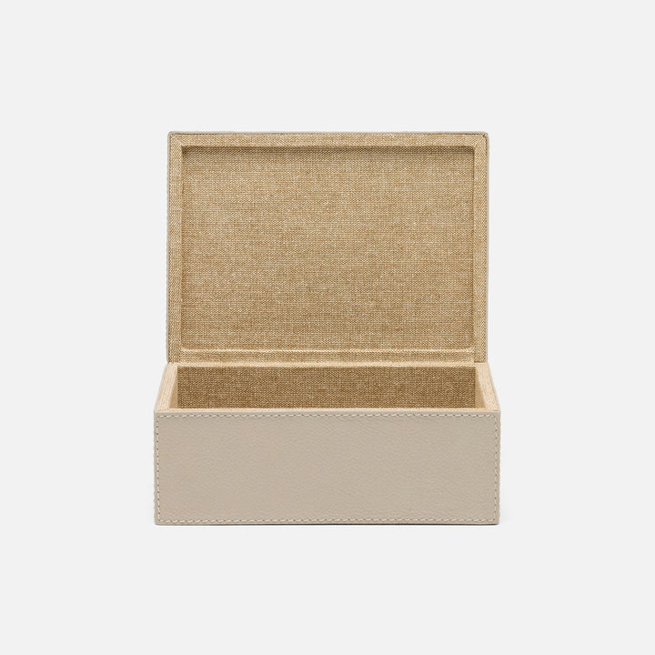 Selby, Light Gray, Accent Box, Medium, Full-Grain Leather, Pack/2