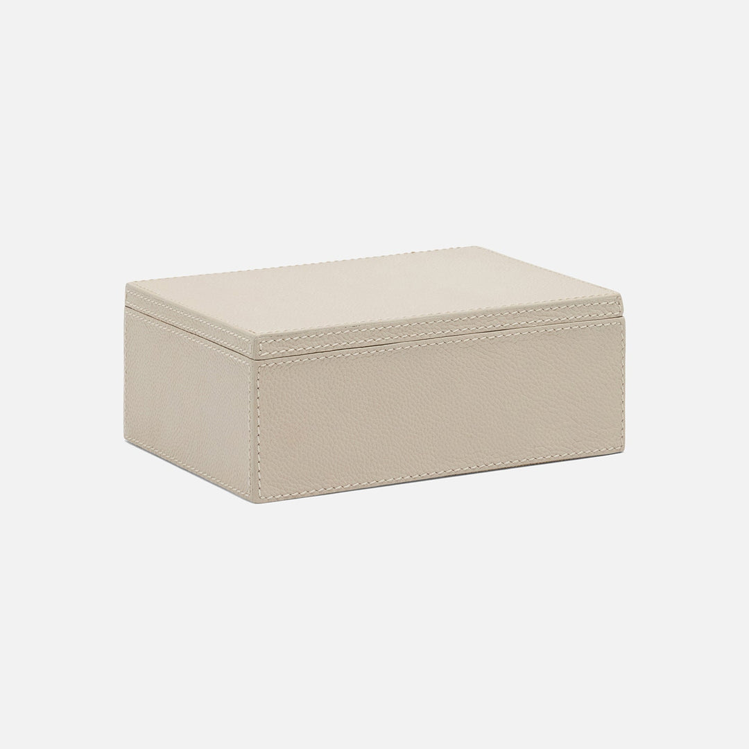 Selby, Light Gray, Accent Box, Medium, Full-Grain Leather, Pack/2