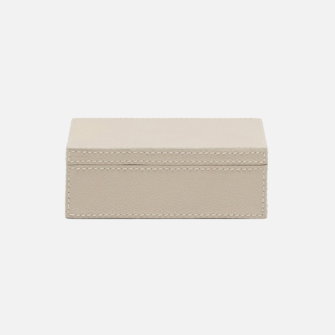 Selby, Light Gray, Accent Box, Small, Full-Grain Leather, Pack/2