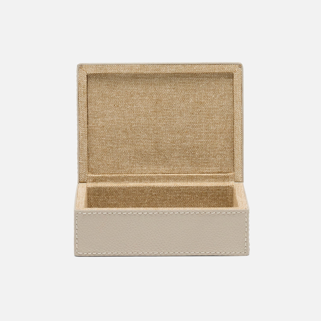 Selby, Light Gray, Accent Box, Small, Full-Grain Leather, Pack/2