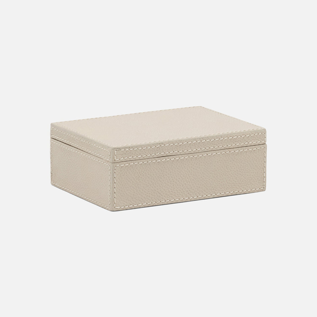 Selby, Light Gray, Accent Box, Small, Full-Grain Leather, Pack/2
