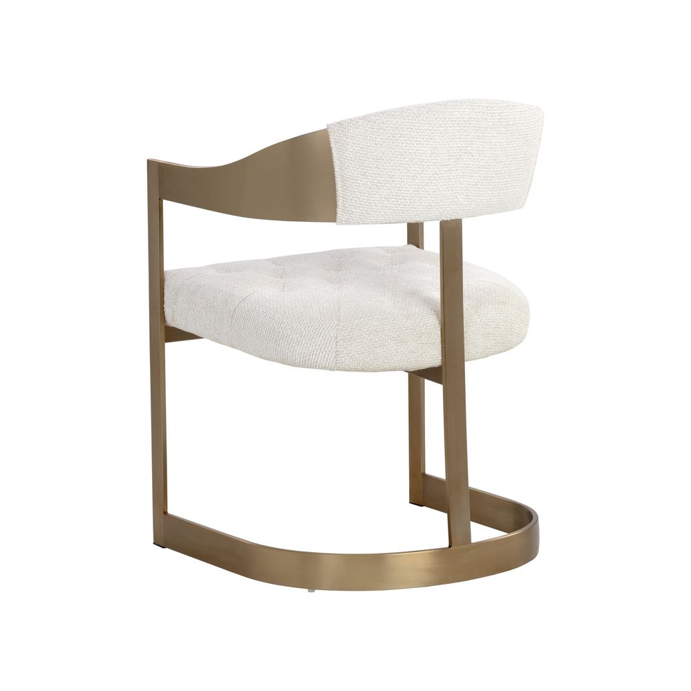 Beaumont Dining Armchair - Antique Brass - Rhea Light Barley