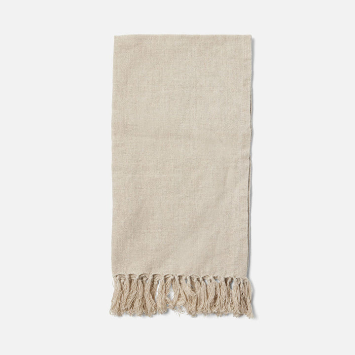 Chania, Natural, Guest Towel With Fringe, 100% Linen, 180 Gsm, Pack/3
