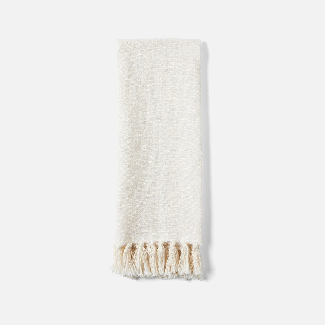 Como, Ivory, Guest Towel With Fringe, Cotton/Linen, 300 Gsm, Pack/3