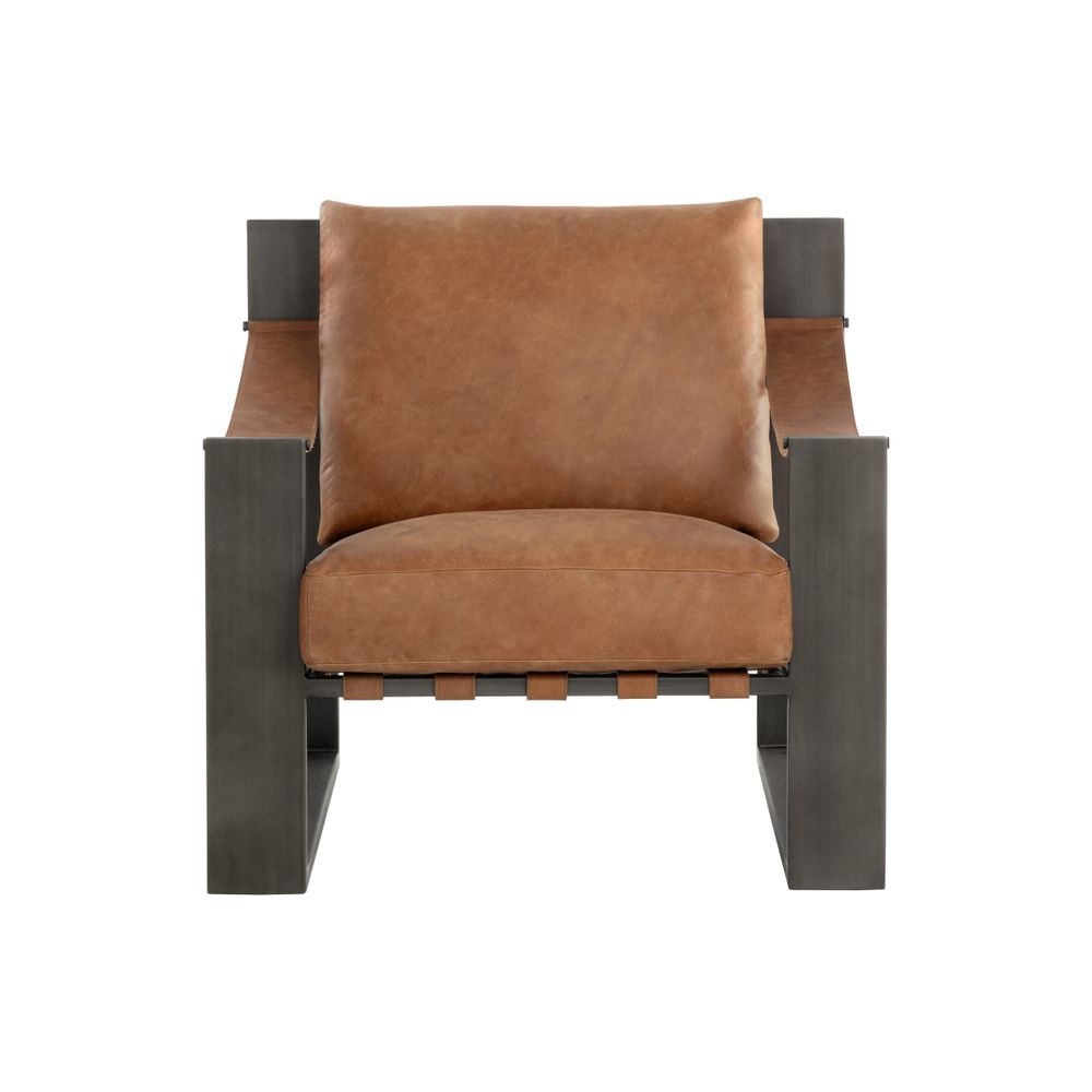 Lounge Chairs Berke Lounge Chair - Gunmetal - Tan Leather