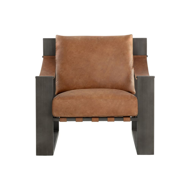 Lounge Chairs Berke Lounge Chair - Gunmetal - Tan Leather