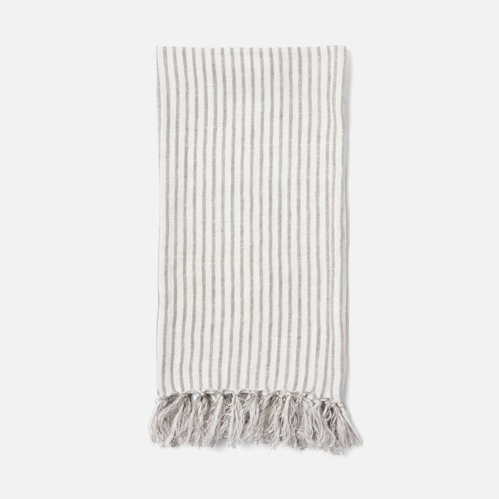 Nicosia, White/Gray, Guest Towel With Fringe, 100% Linen, 180 Gsm, Pack/3