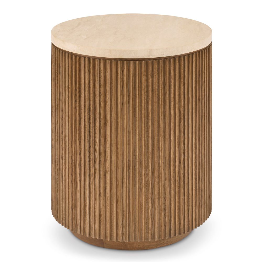 Side Tables Fluted Travertine Table