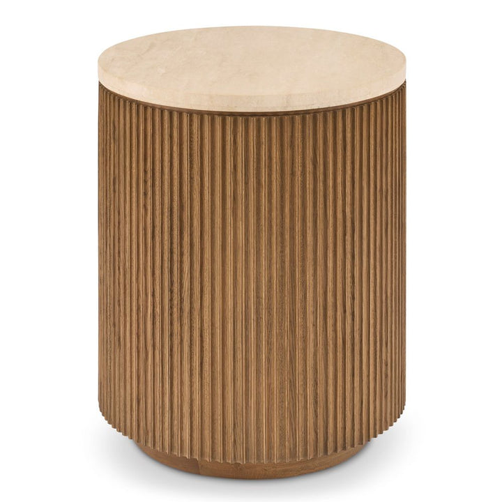 Side Tables Fluted Travertine Table