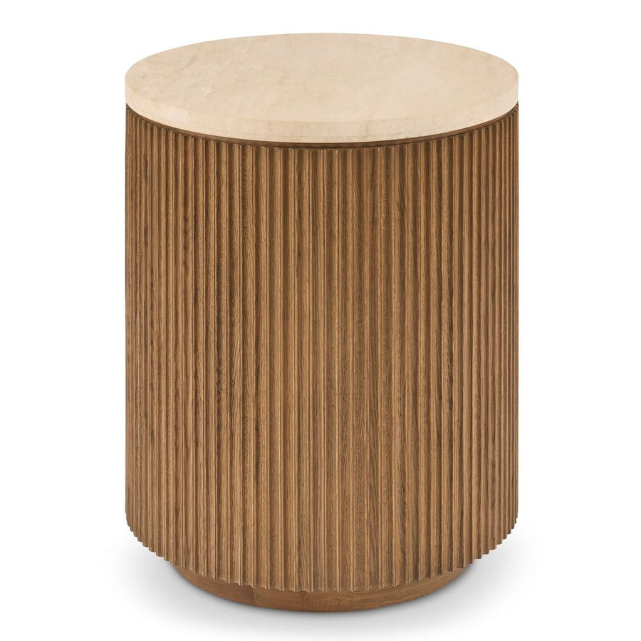 Side Tables Fluted Travertine Table
