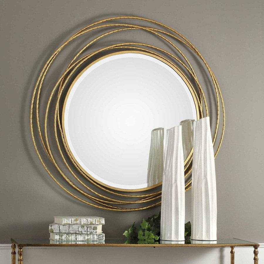 Uttermost Whirlwind Gold Round Mirror-Uttermost-UTTM-09348-Mirrors-1-France and Son