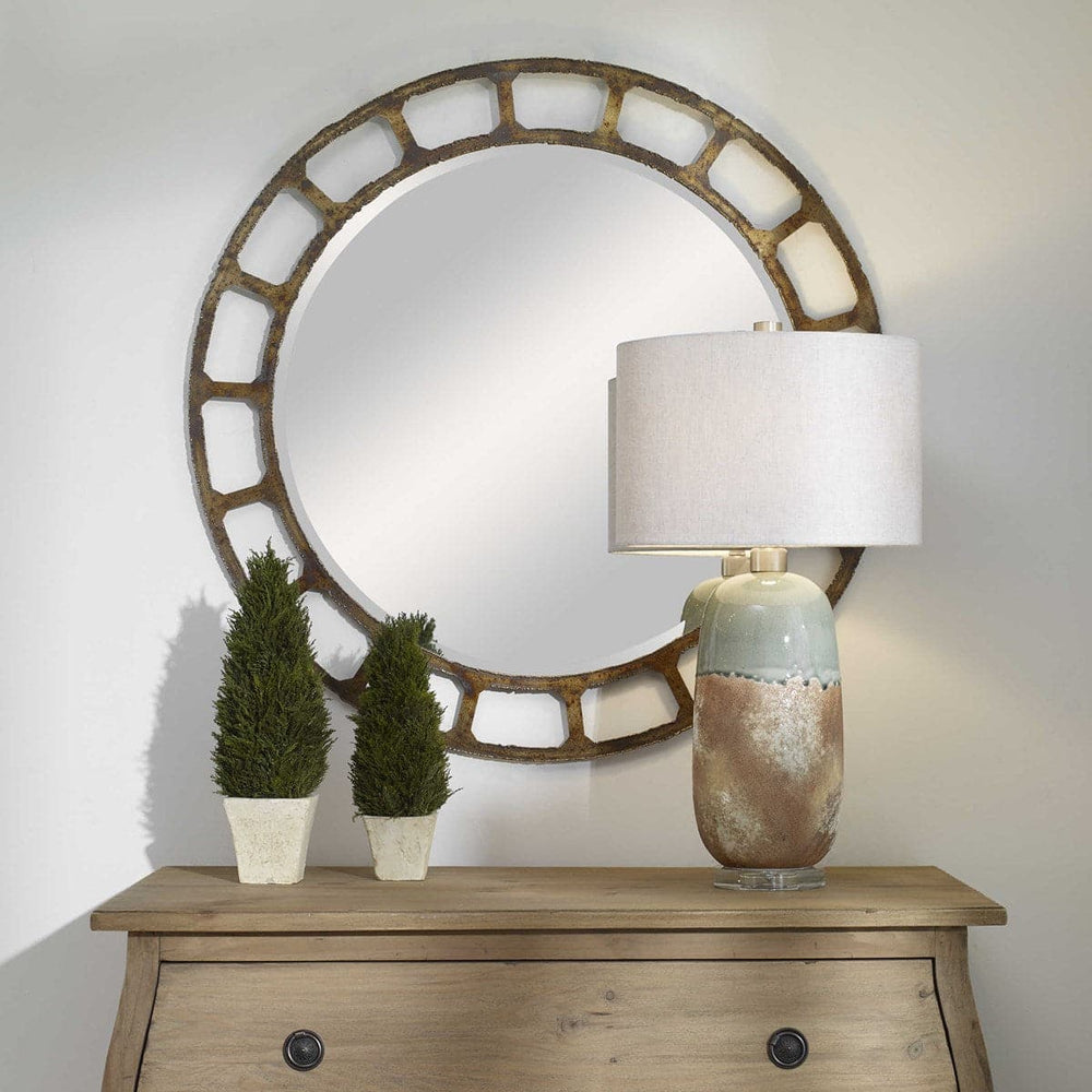 Darby Distressed Round Mirror-Uttermost-UTTM-09759-Mirrors-2-France and Son