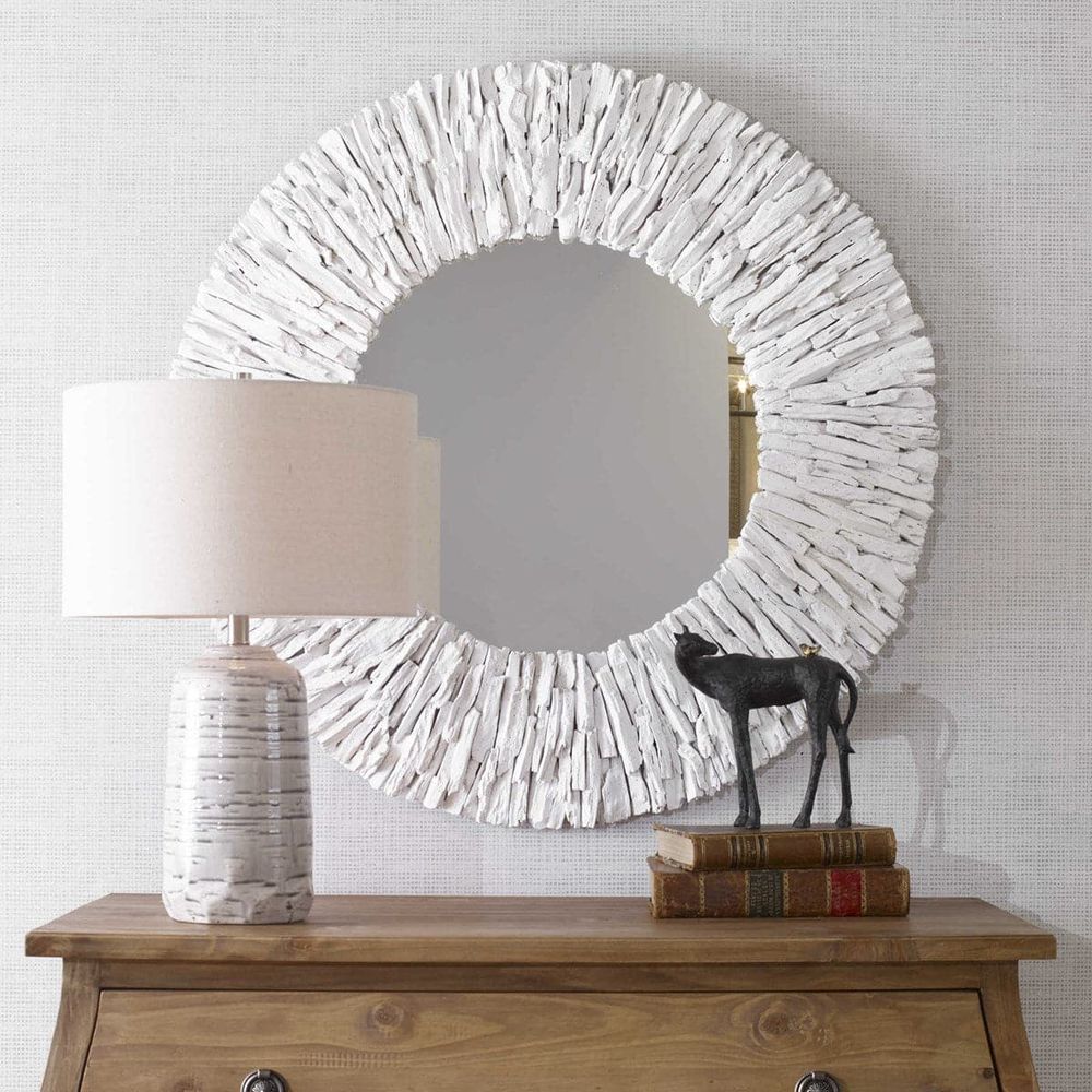 Uttermost Teak Branch White Round Mirror-Uttermost-UTTM-09808-Mirrors-1-France and Son