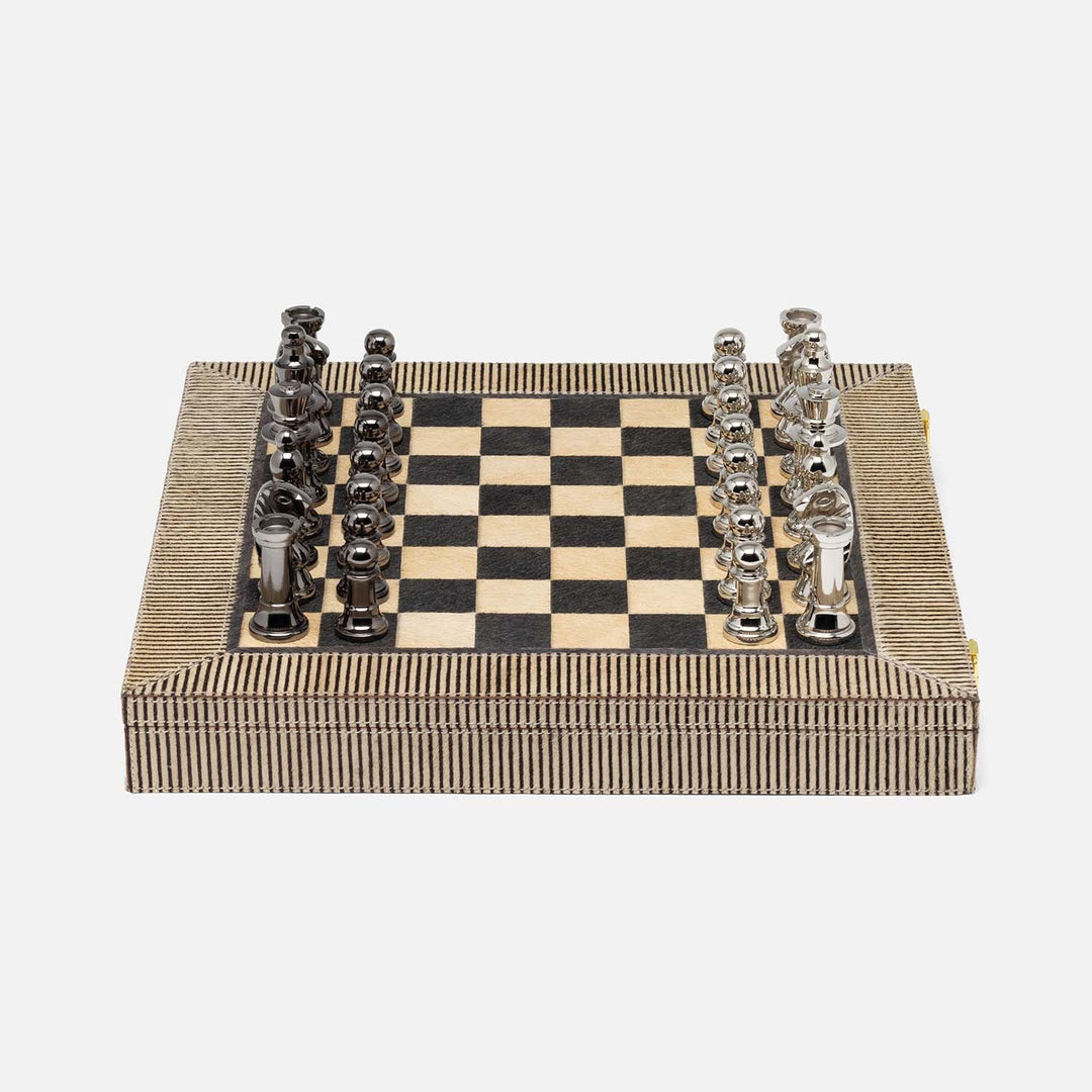 Bailey, Brown Candy Striped, Chess Game Set, Hair-On-Hide