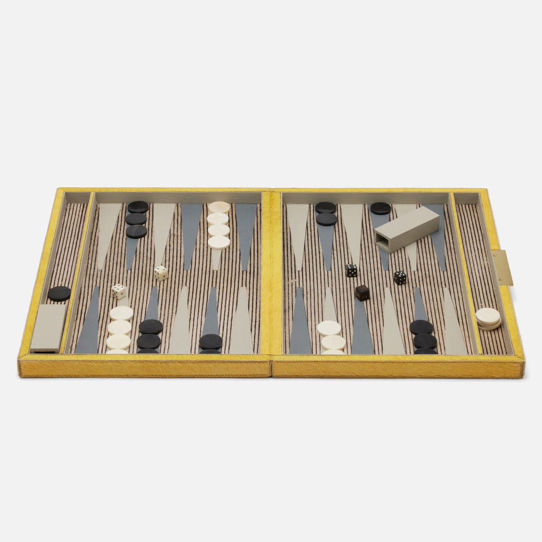 Castelo, Goldenrod, Backgammon, Game Set, Large, Hair-On-Hide
