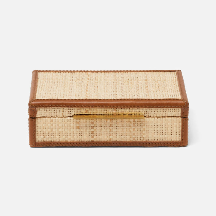 Hanford, Natural/Saddle, Card Box, Raffia/Leather